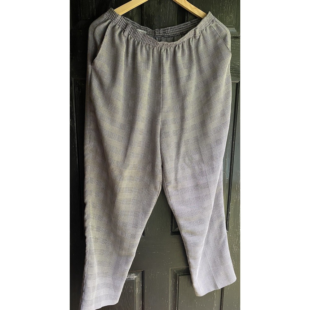 Alfred Dunner Plaid Pants Grey & Black Size 16